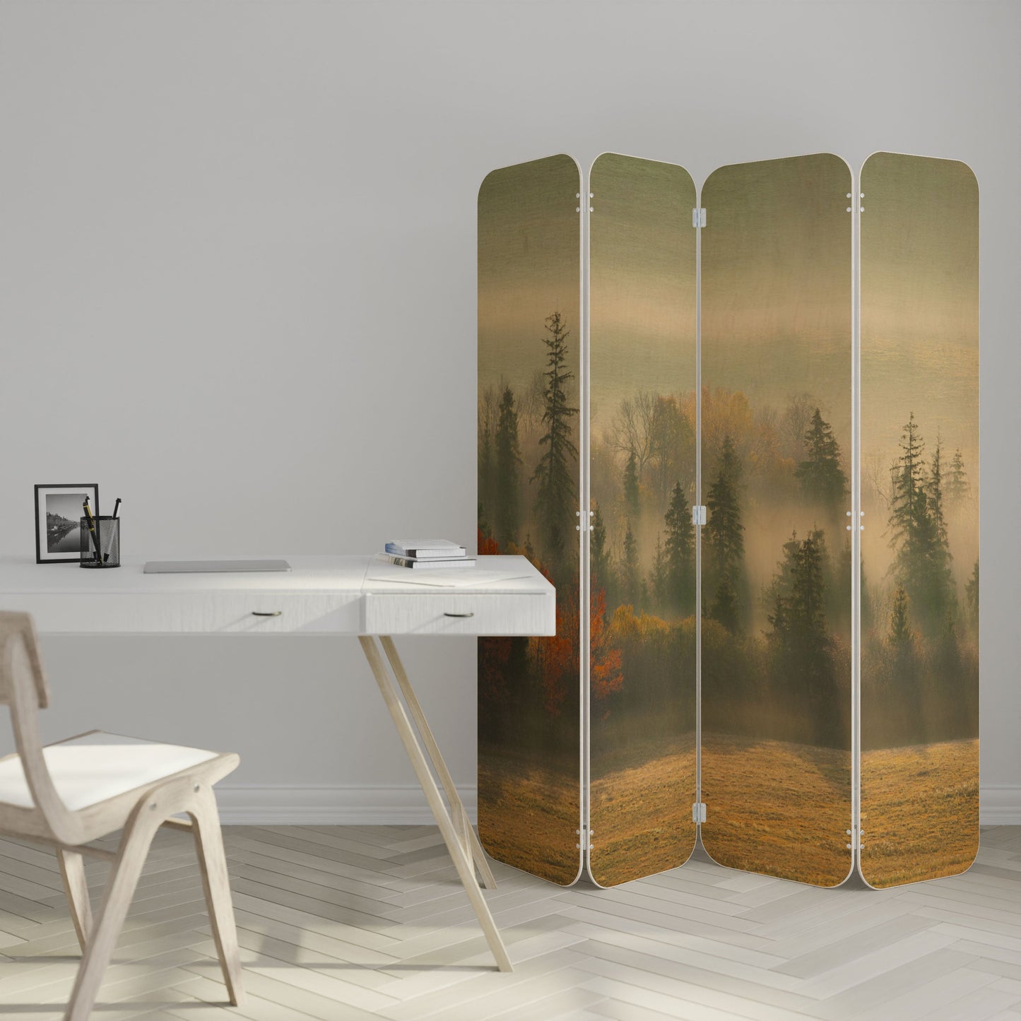 GILDING HOURS 4-Panel Plywood Room Divider