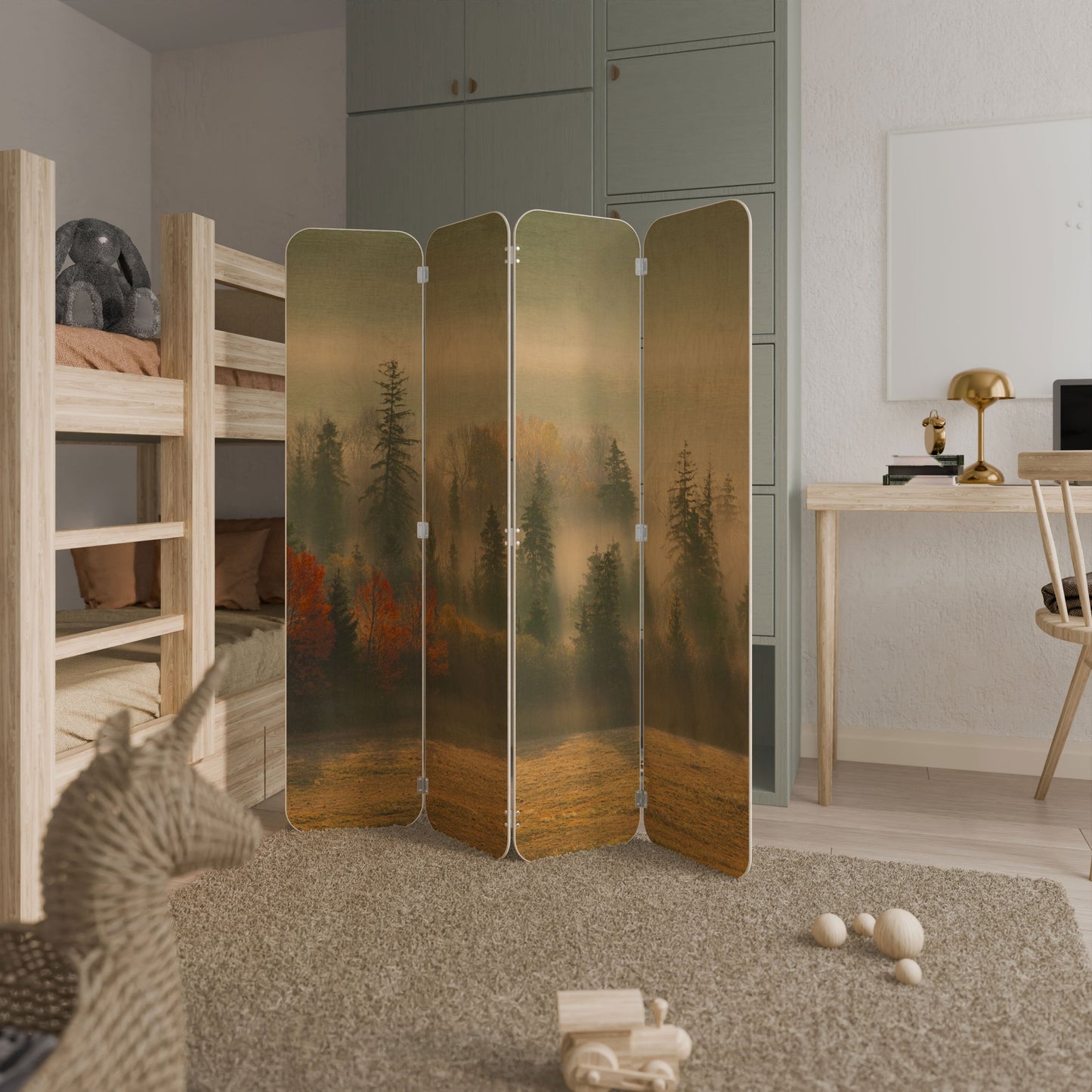 GILDING HOURS 4-Panel Plywood Room Divider