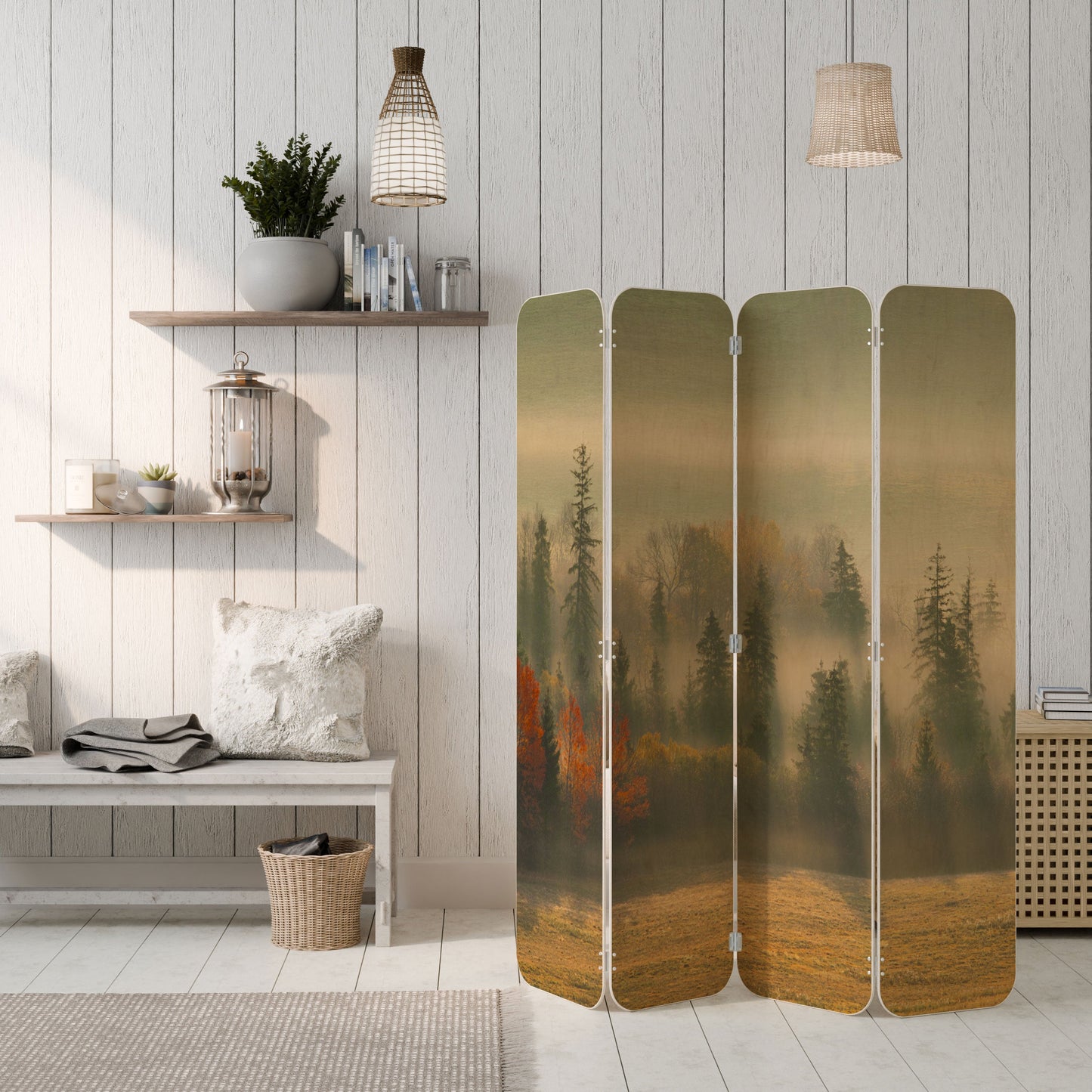 GILDING HOURS 4-Panel Plywood Room Divider