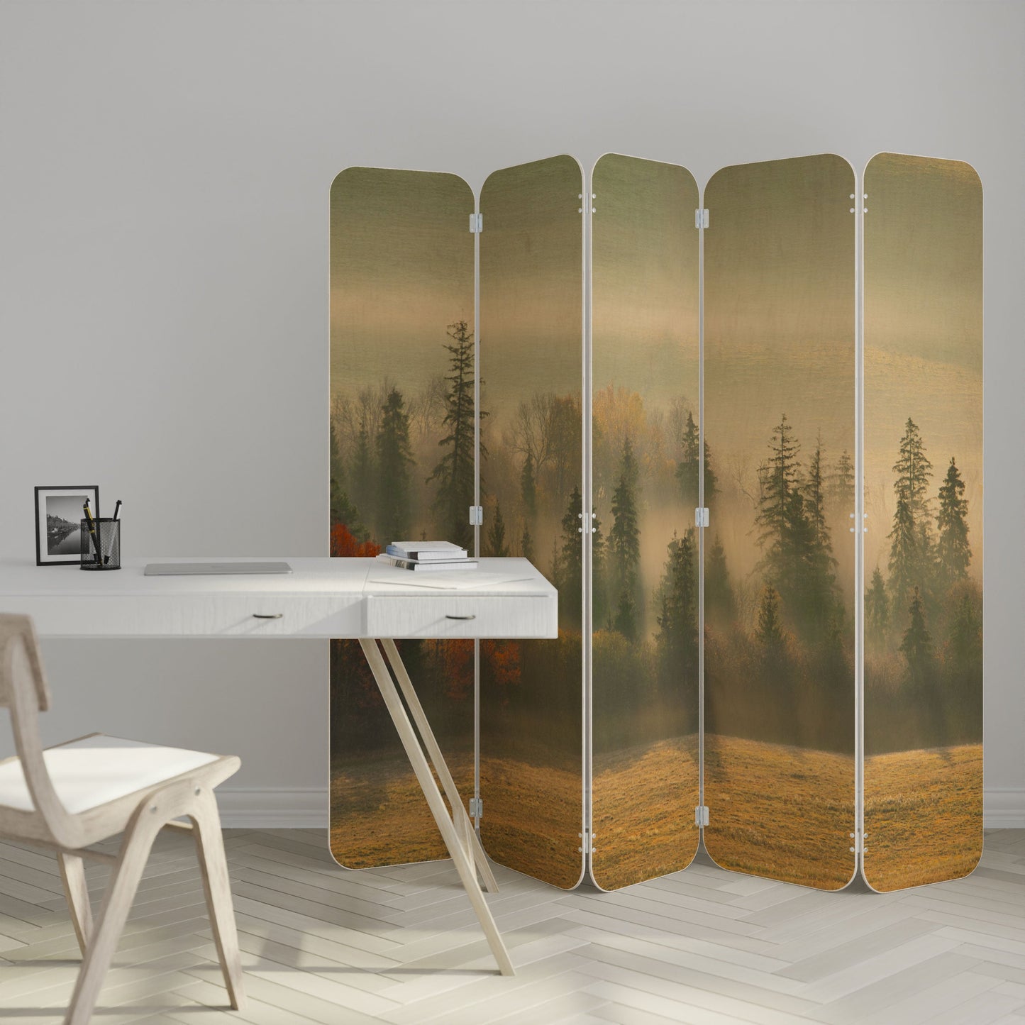 GILDING HOURS 5-Panel Plywood Room Divider