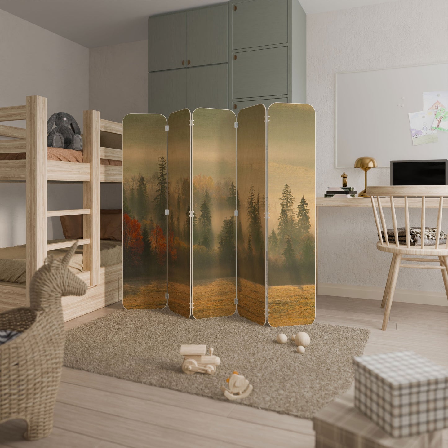 GILDING HOURS 5-Panel Plywood Room Divider