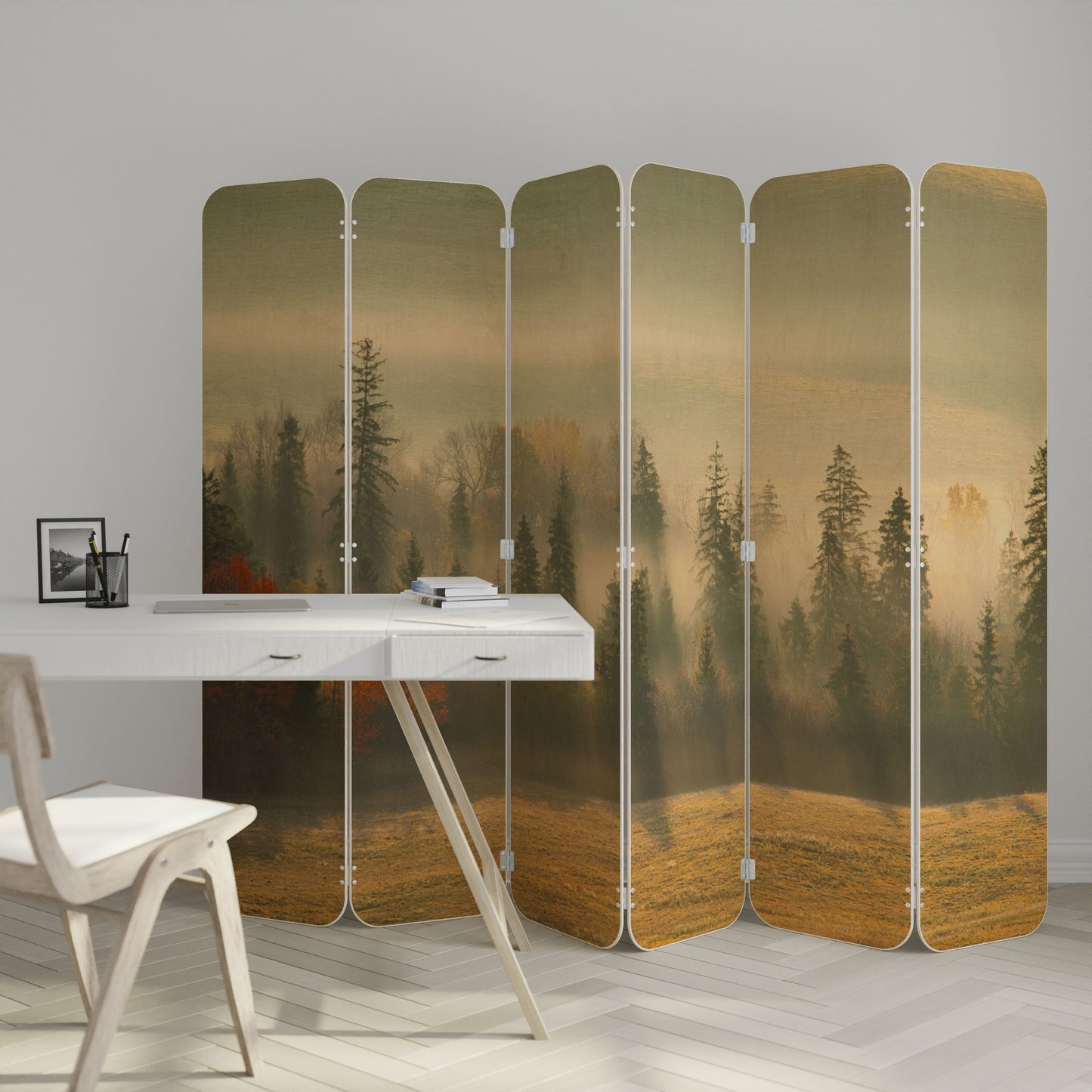 GILDING HOURS 6-Panel Plywood Room Divider