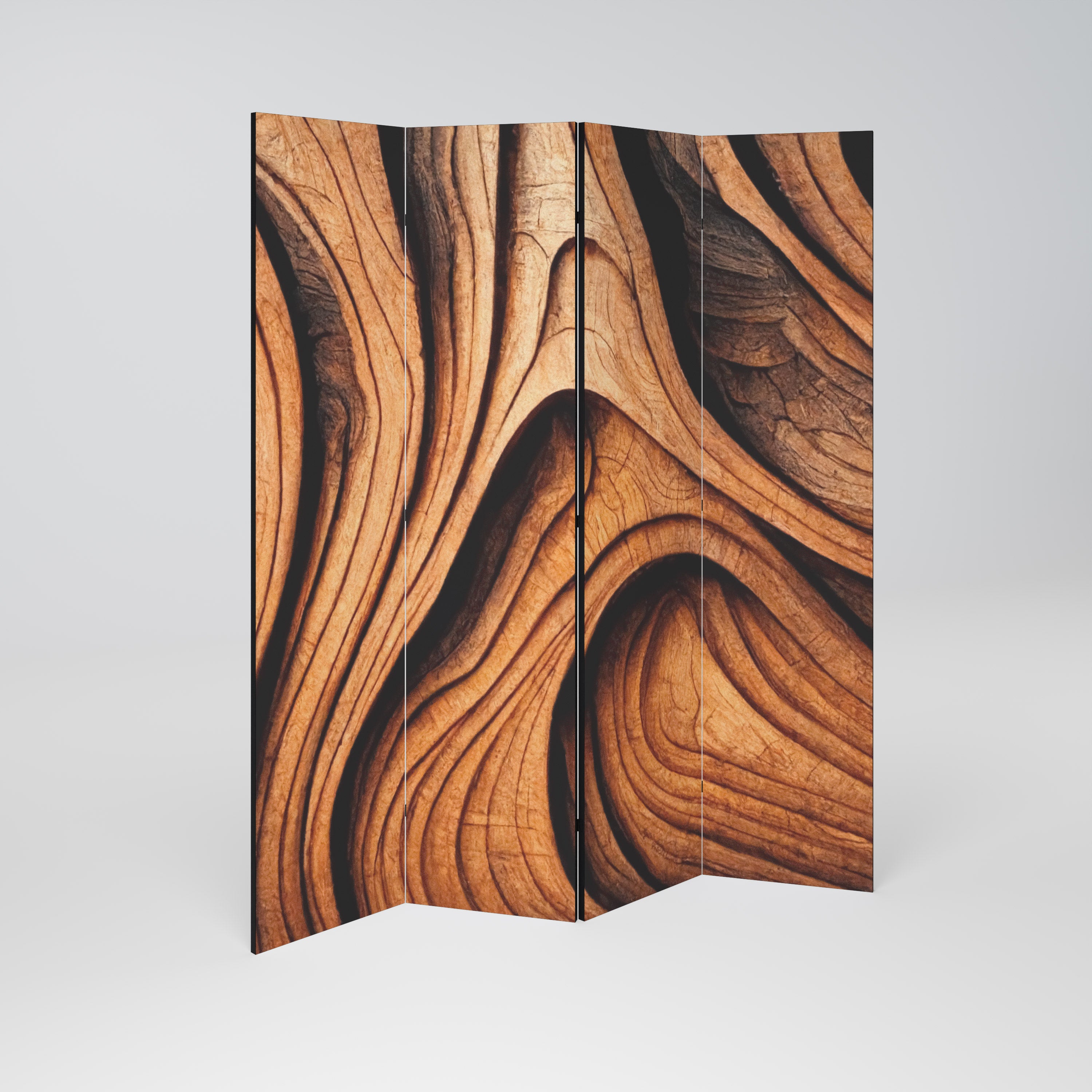 WOODEN WAVES UNFOLDED 4-teiliger Paravent