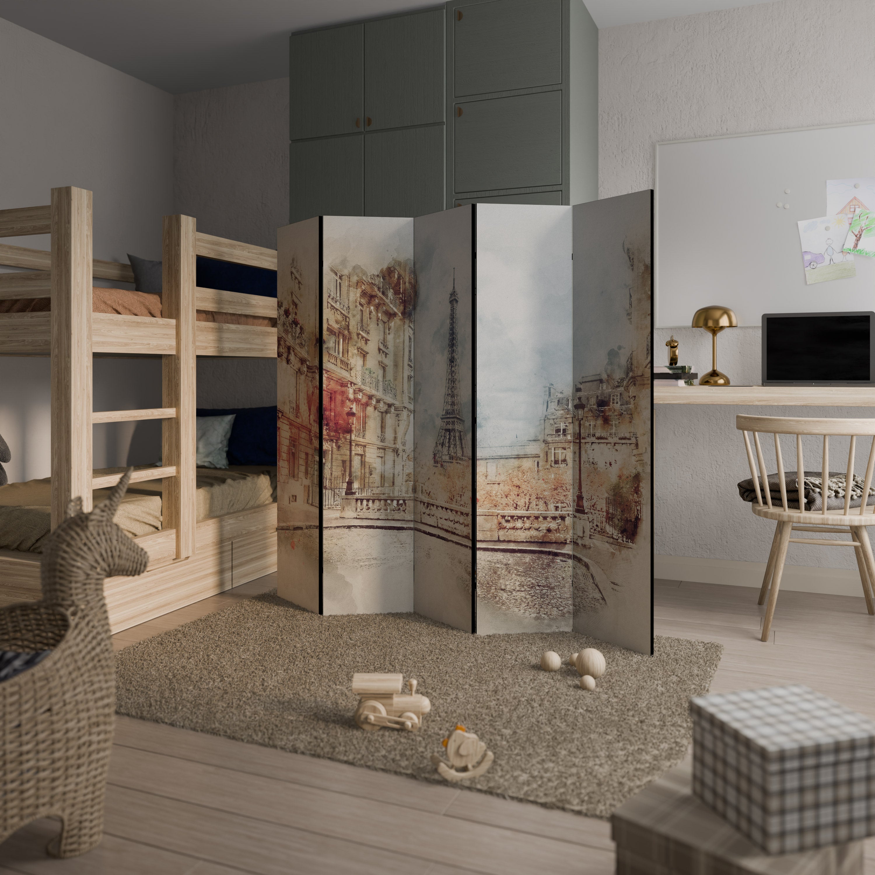 PARISIAN DAYDREAM 5-Panel Room Divider