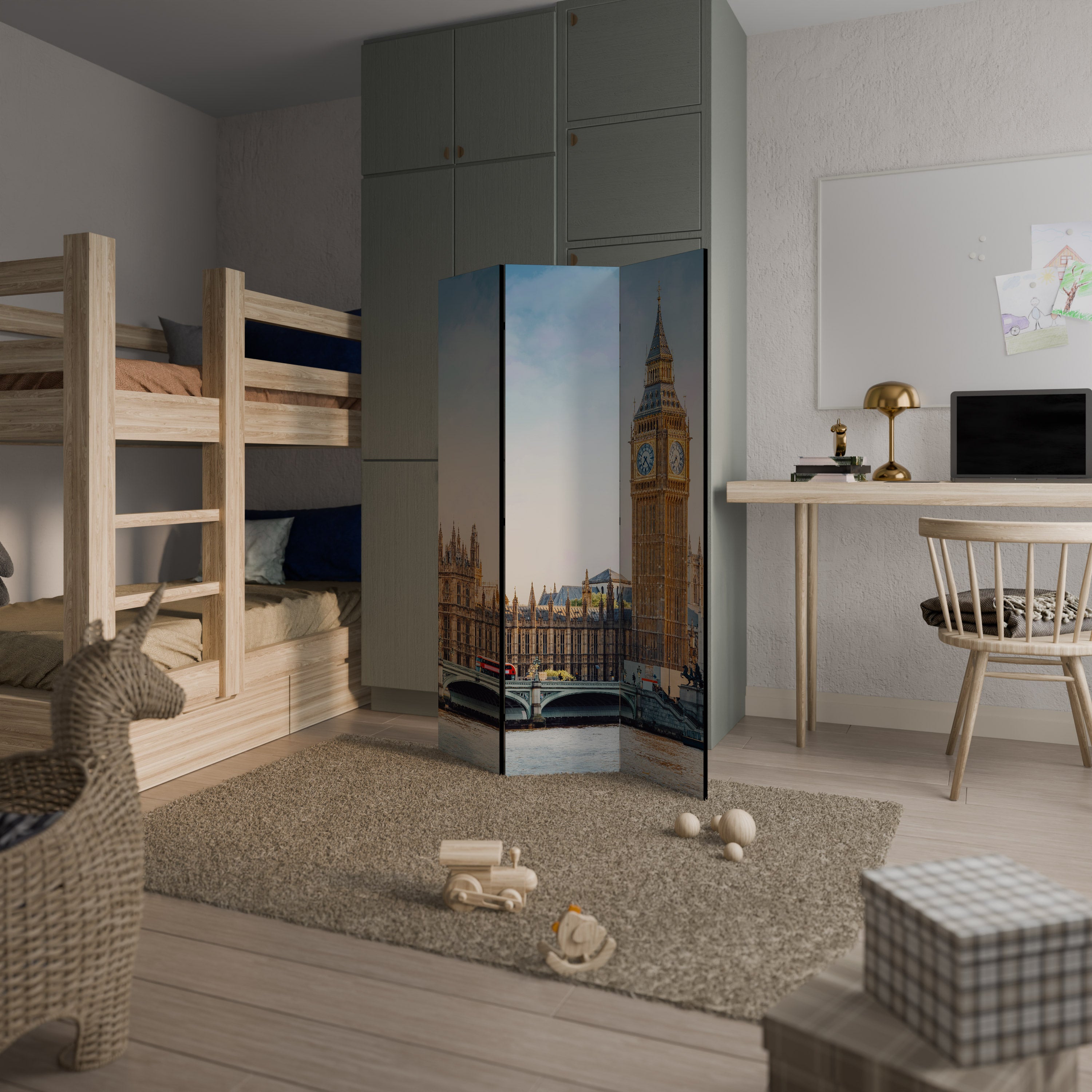 TIMELESS LONDON ELEGANCE Dekorativ rumsavdelare – 3 paneler