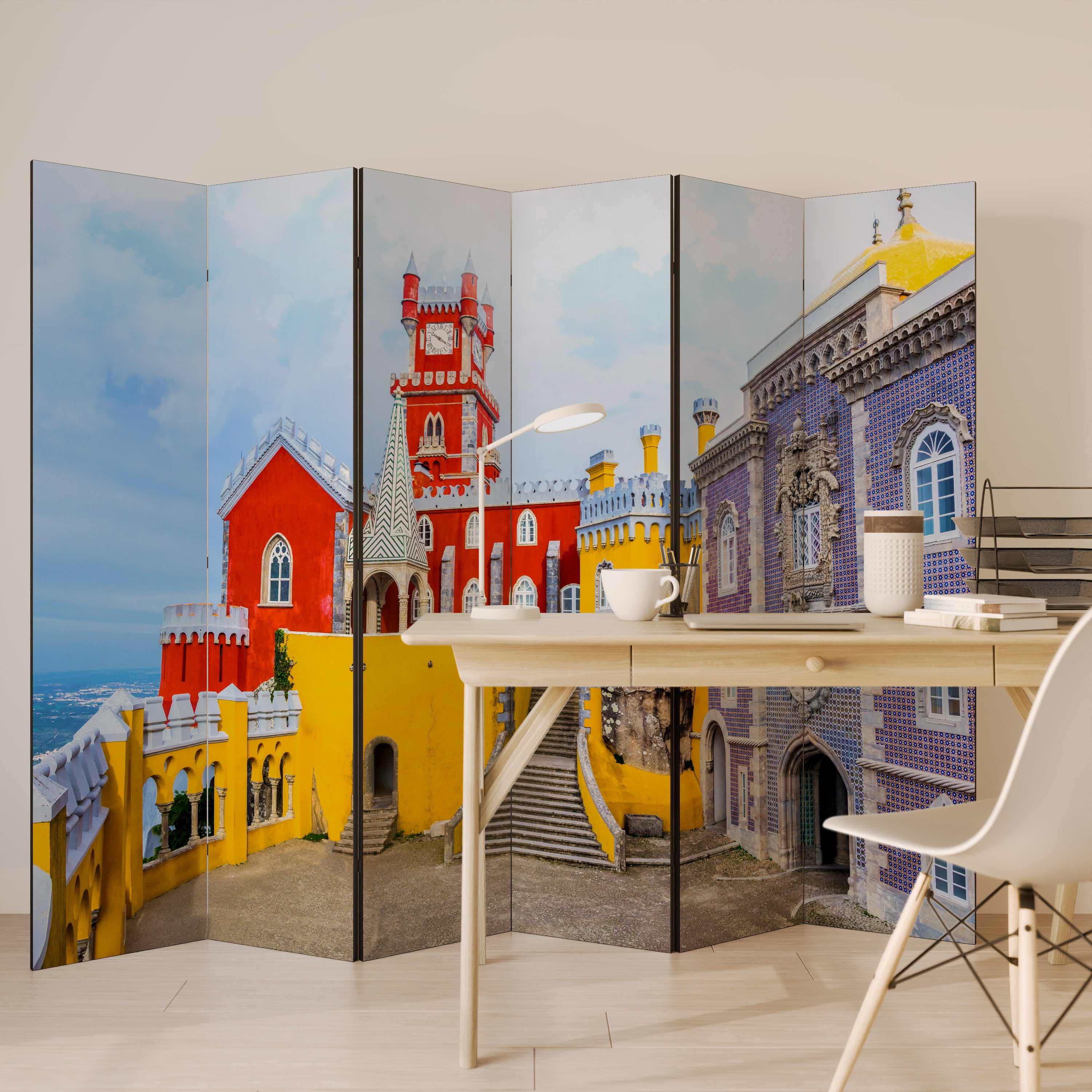 COLORFUL CASTLE CORRIDORS 6-Panel Room Divider