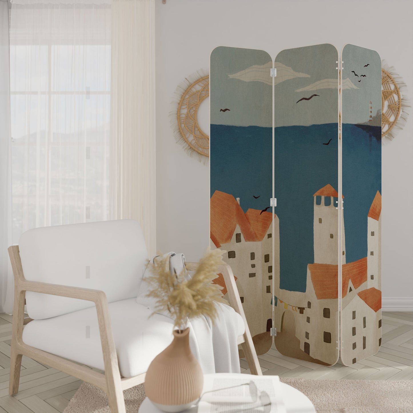 COASTLAND VILLAGE 3-Panel Plywood Room Divider