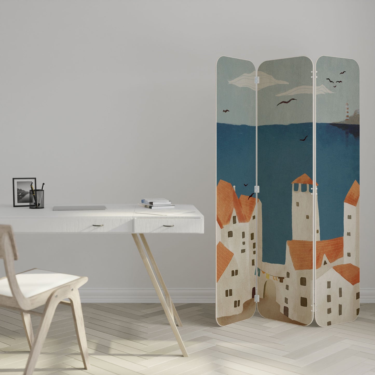 COASTLAND VILLAGE 3-Panel Plywood Room Divider