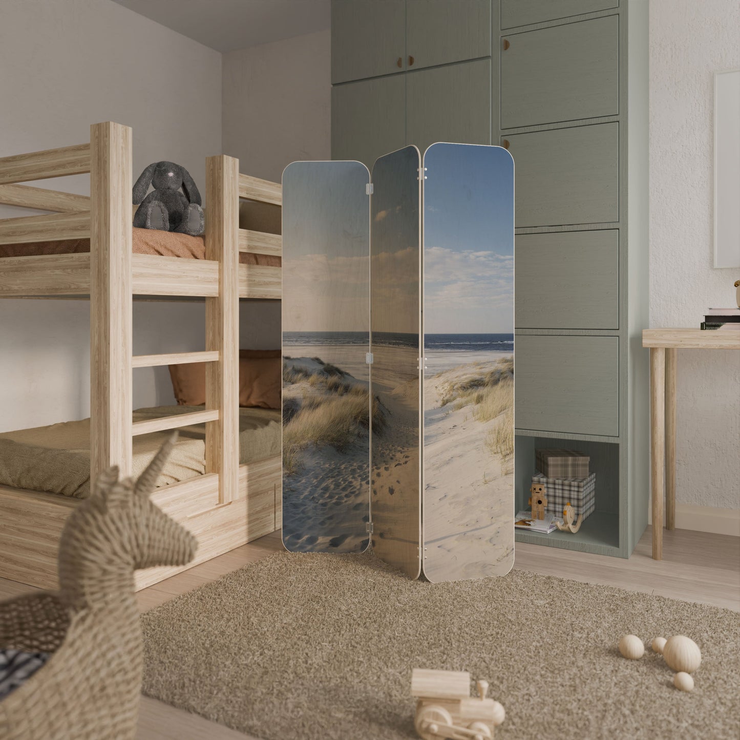 SEASIDE DREAMING 3-Panel Plywood Room Divider