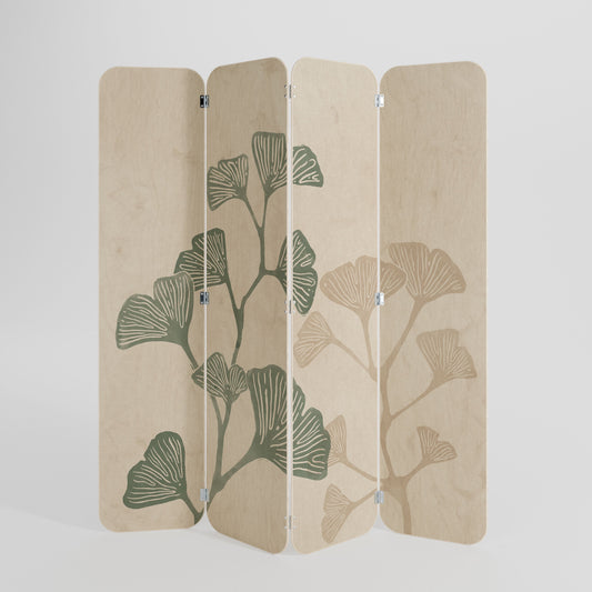 THE GOST OF GINKGO 4-Panel Plywood Room Divider