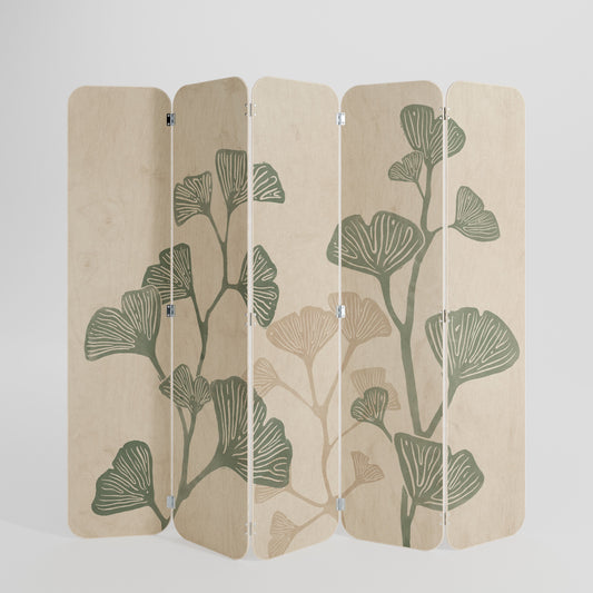 THE GOST OF GINKGO 5-Panel Plywood Room Divider