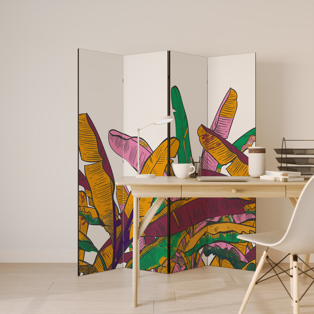 TROPICAL GLOW Biombo de 4 Painéis