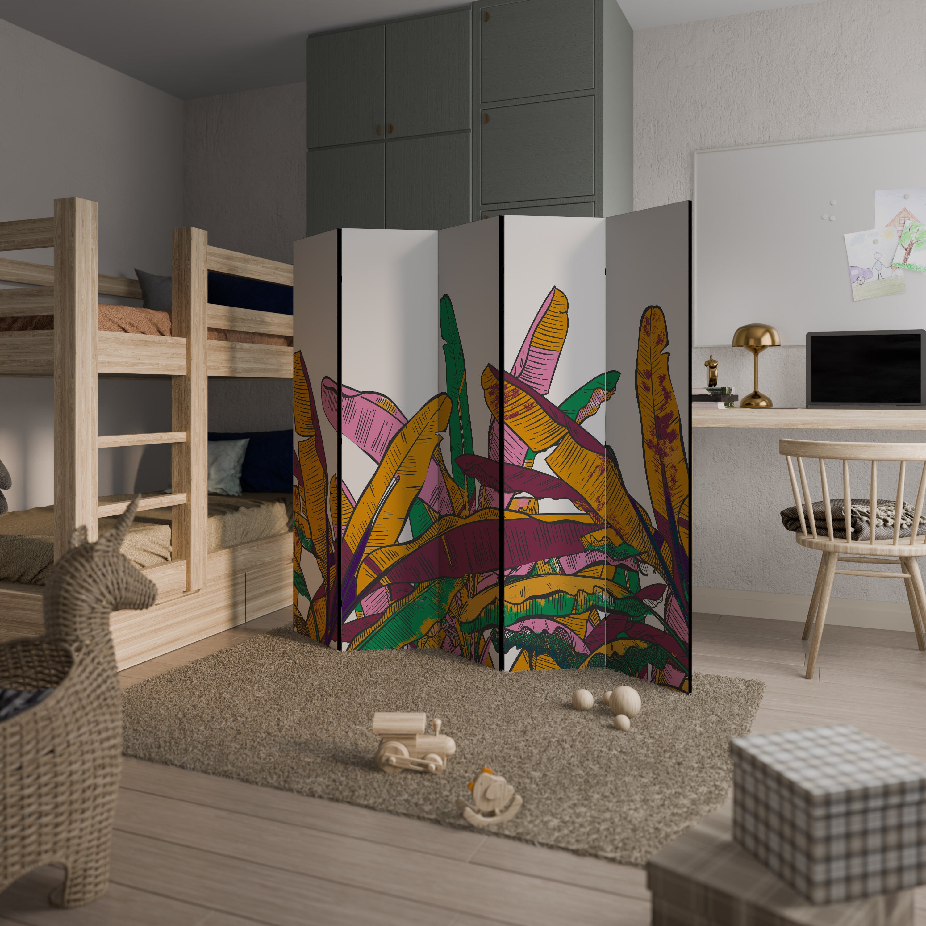 TROPICAL GLOW Dekorativ rumsavdelare – 5 paneler