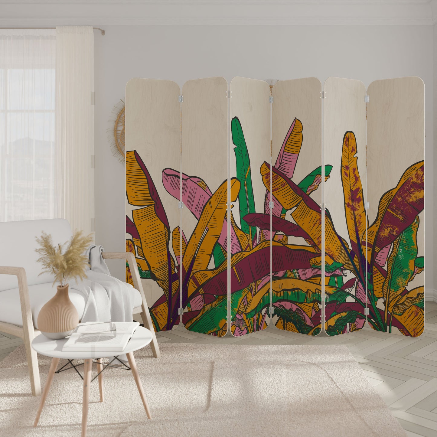 TROPICAL GLOW 6-Panel Plywood Room Divider