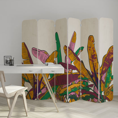 TROPICAL GLOW 6-Panel Plywood Room Divider