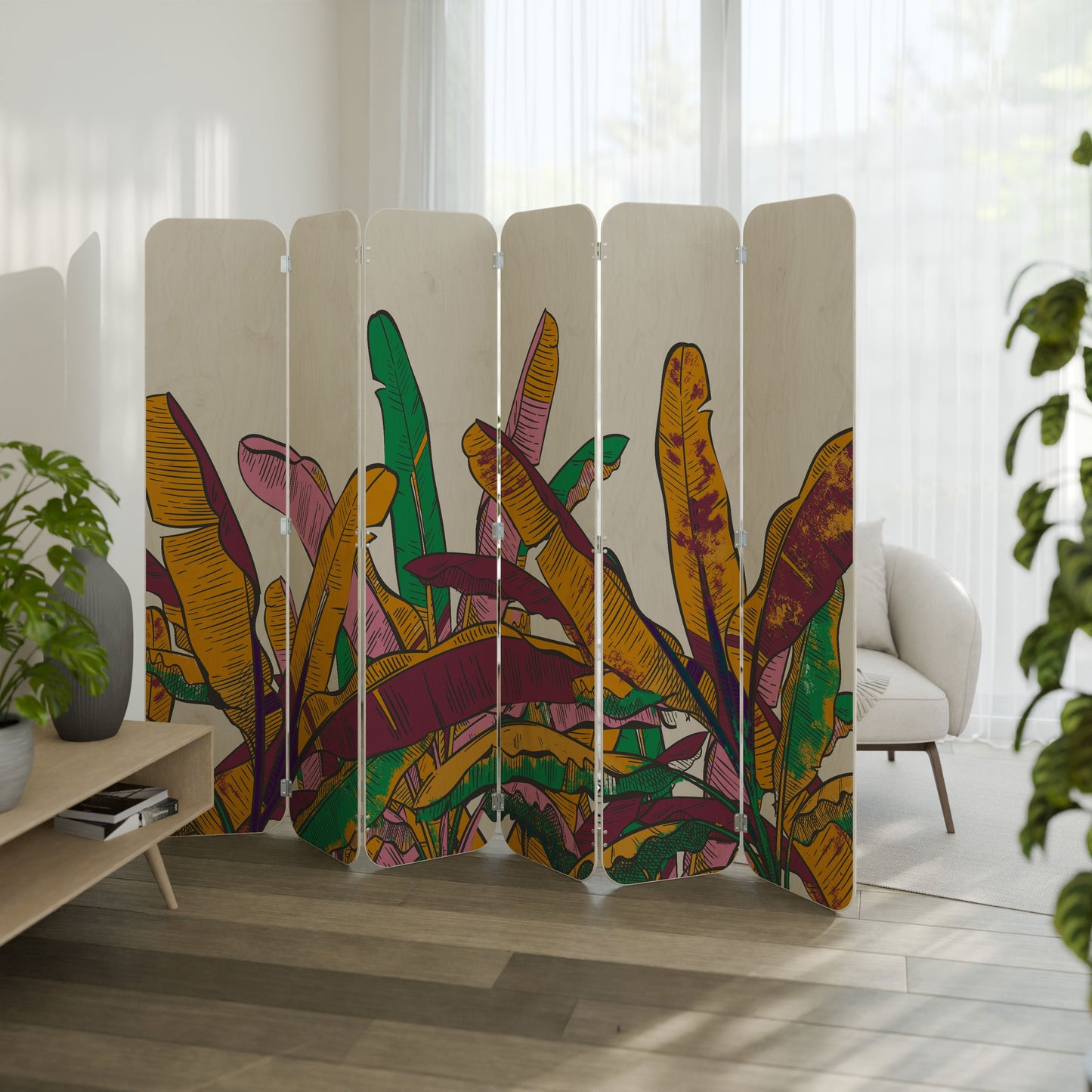 TROPICAL GLOW 6-Panel Plywood Room Divider