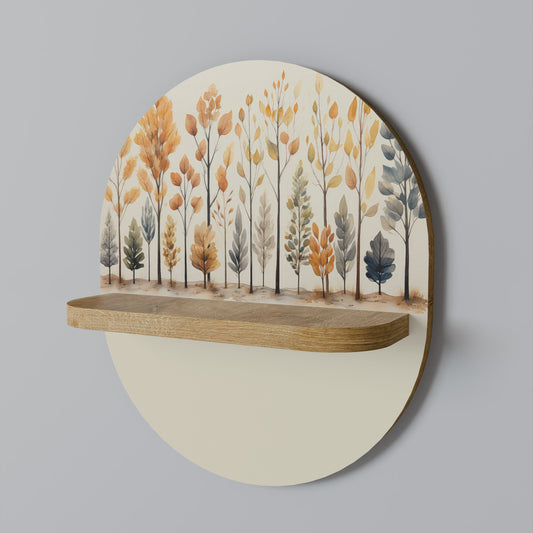 AUTUMN FOREST Oval Art Shelf In Oak Effect