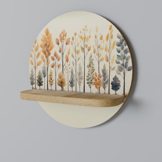 AUTUMN FOREST Round Art Shelf In Oak Effect