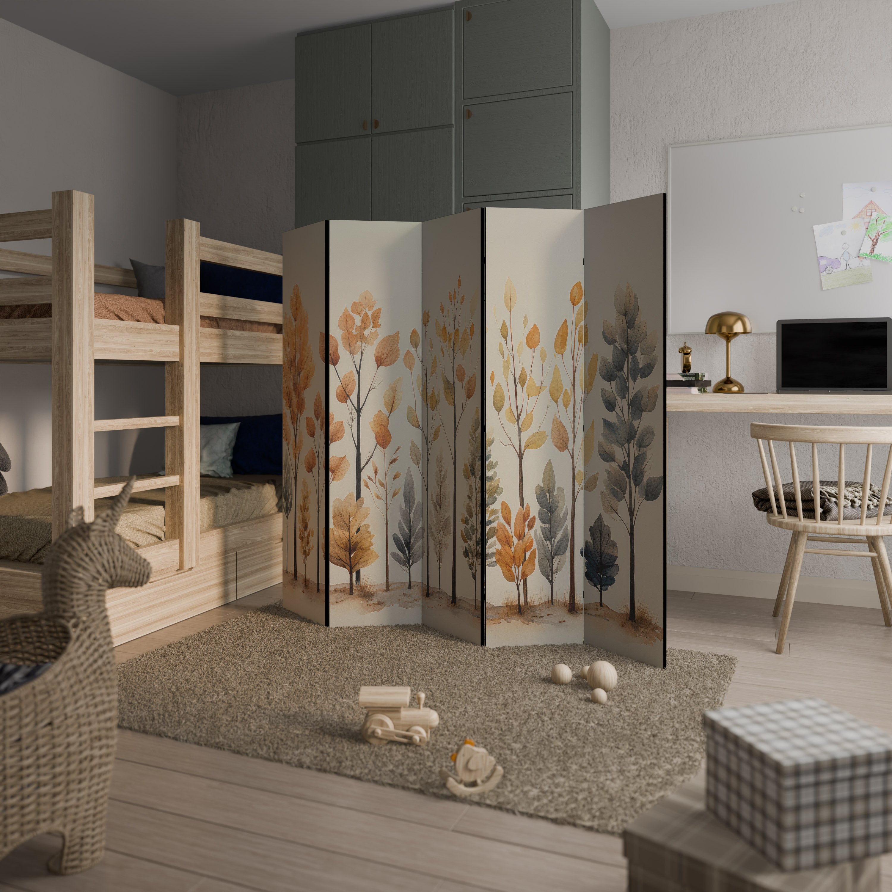 AUTUMN FOREST Dekorativ rumsavdelare – 5 paneler