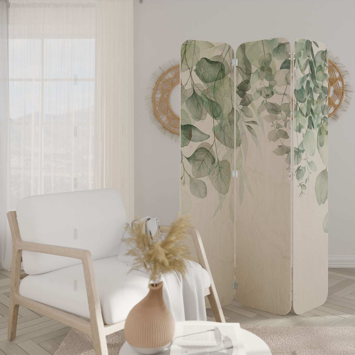 PURE VERDURE 3-Panel Plywood Room Divider