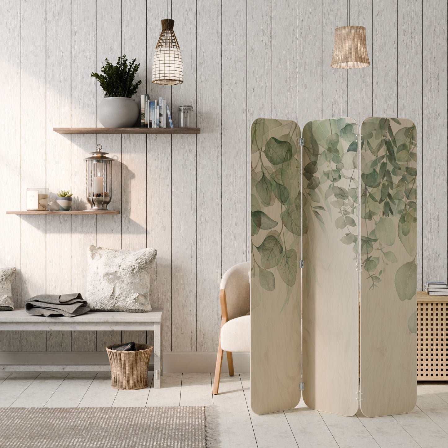 PURE VERDURE 3-Panel Plywood Room Divider