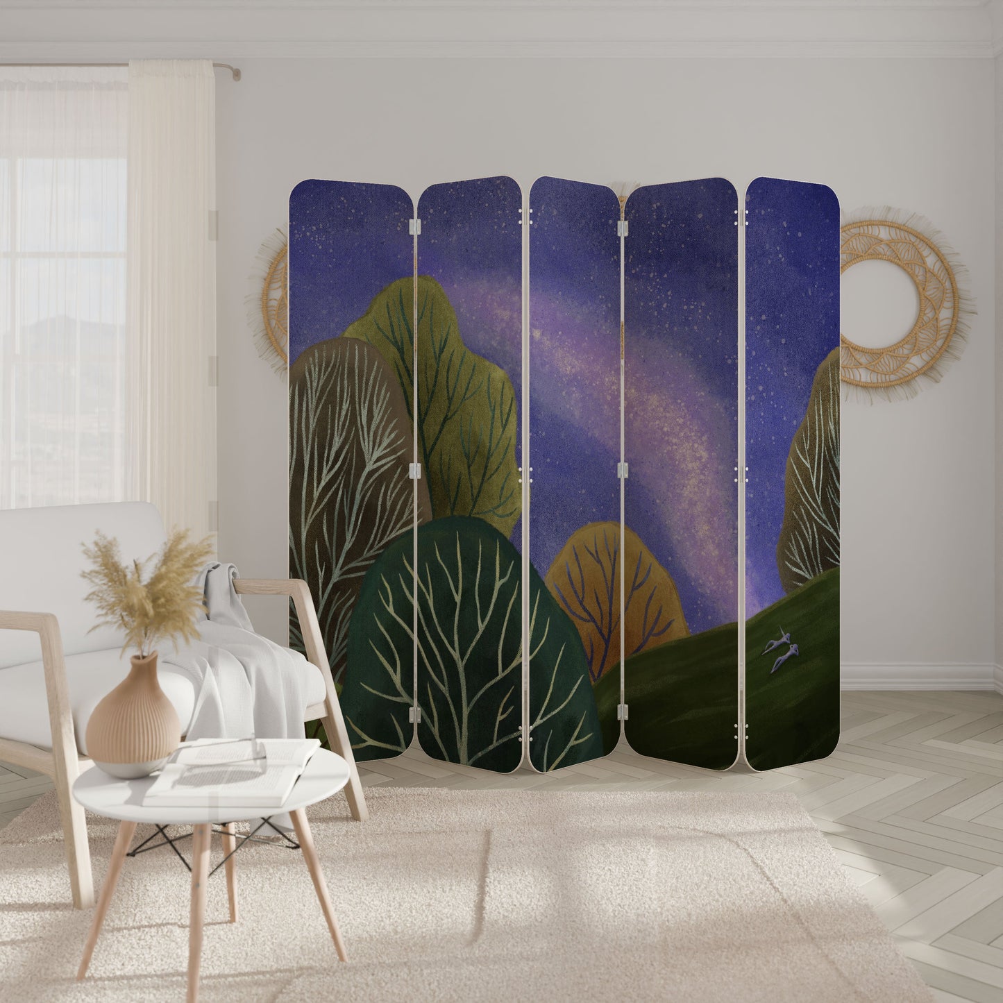 STARLIT VIBE 5-Panel Plywood Room Divider