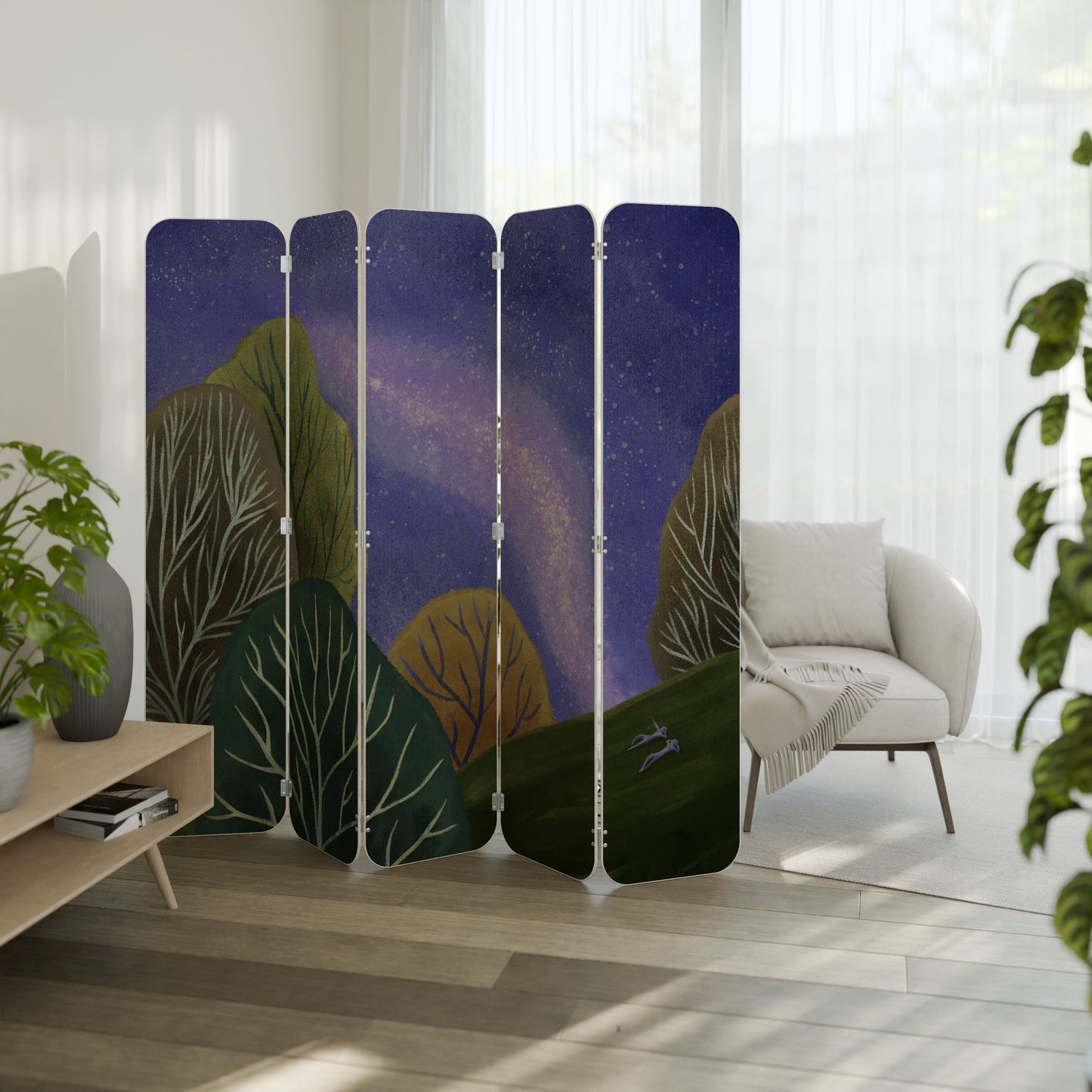 STARLIT VIBE 5-Panel Plywood Room Divider