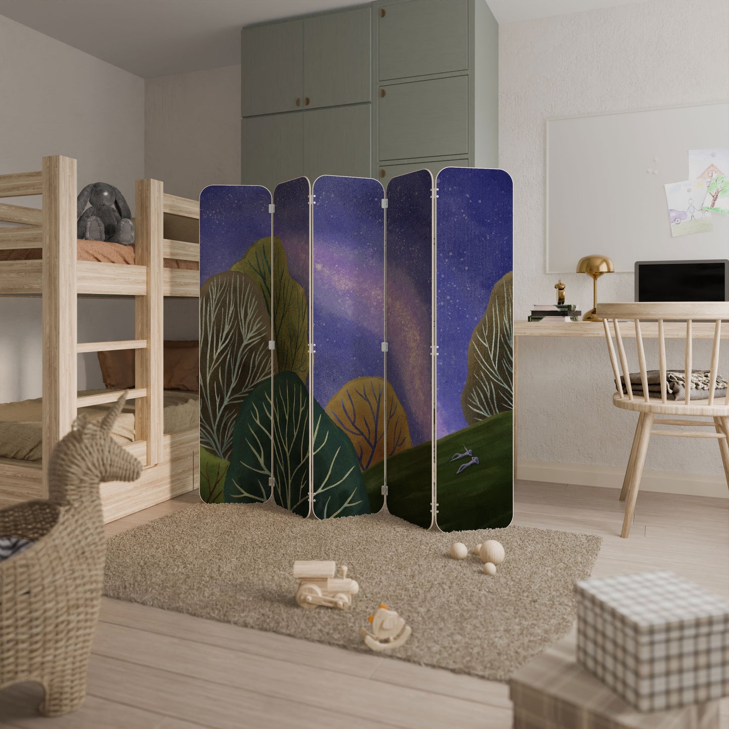 STARLIT VIBE 5-Panel Plywood Room Divider