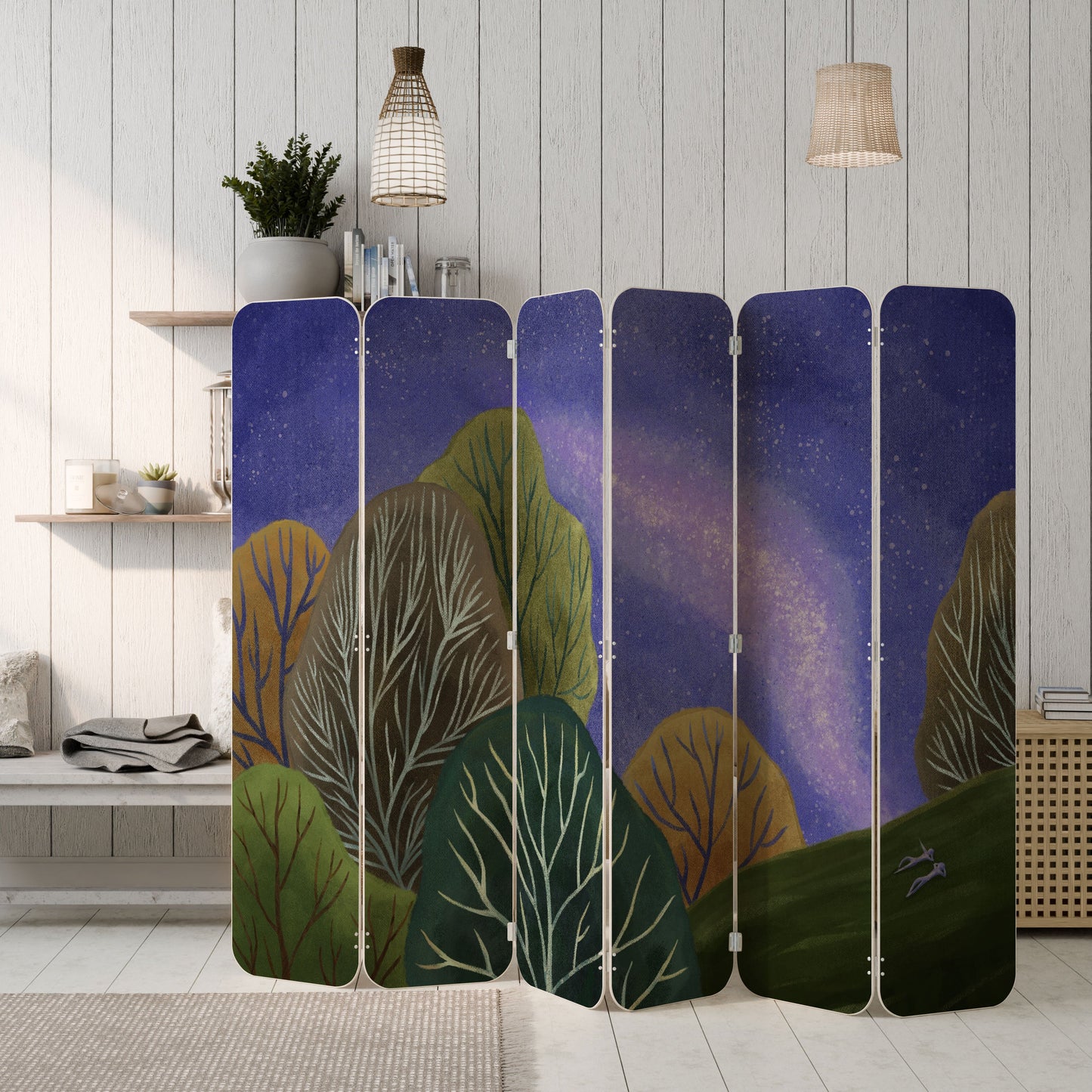 STARLIT VIBE 6-Panel Plywood Room Divider