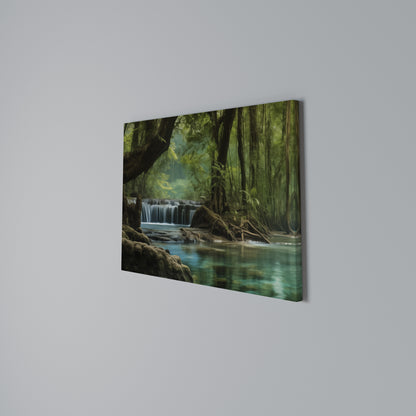 TRANQUIL WATERFALL ESCAPE Stampa su tela orizzontale