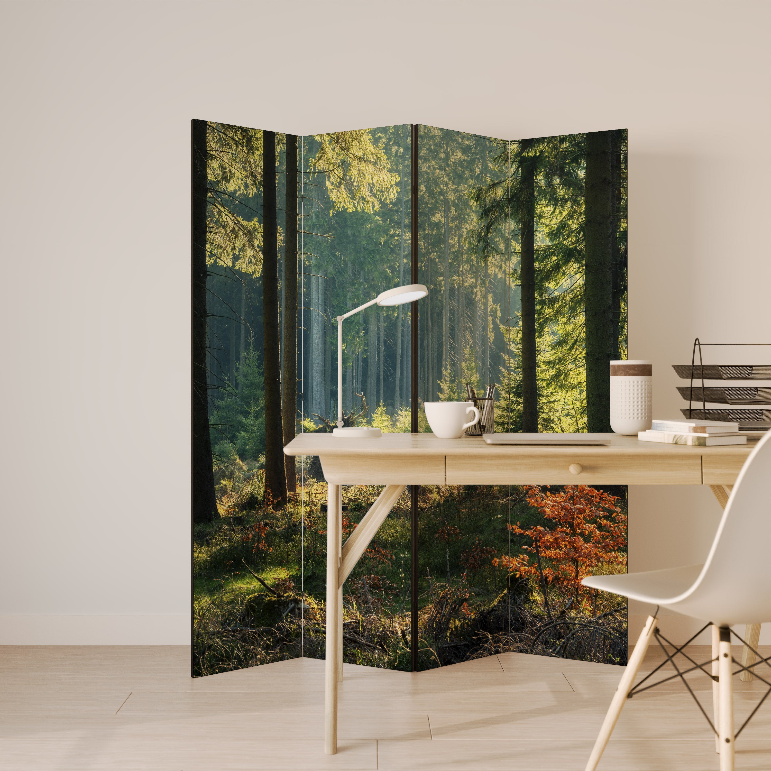 SUNLIT FOREST SERENADE 4-Panel Room Divider