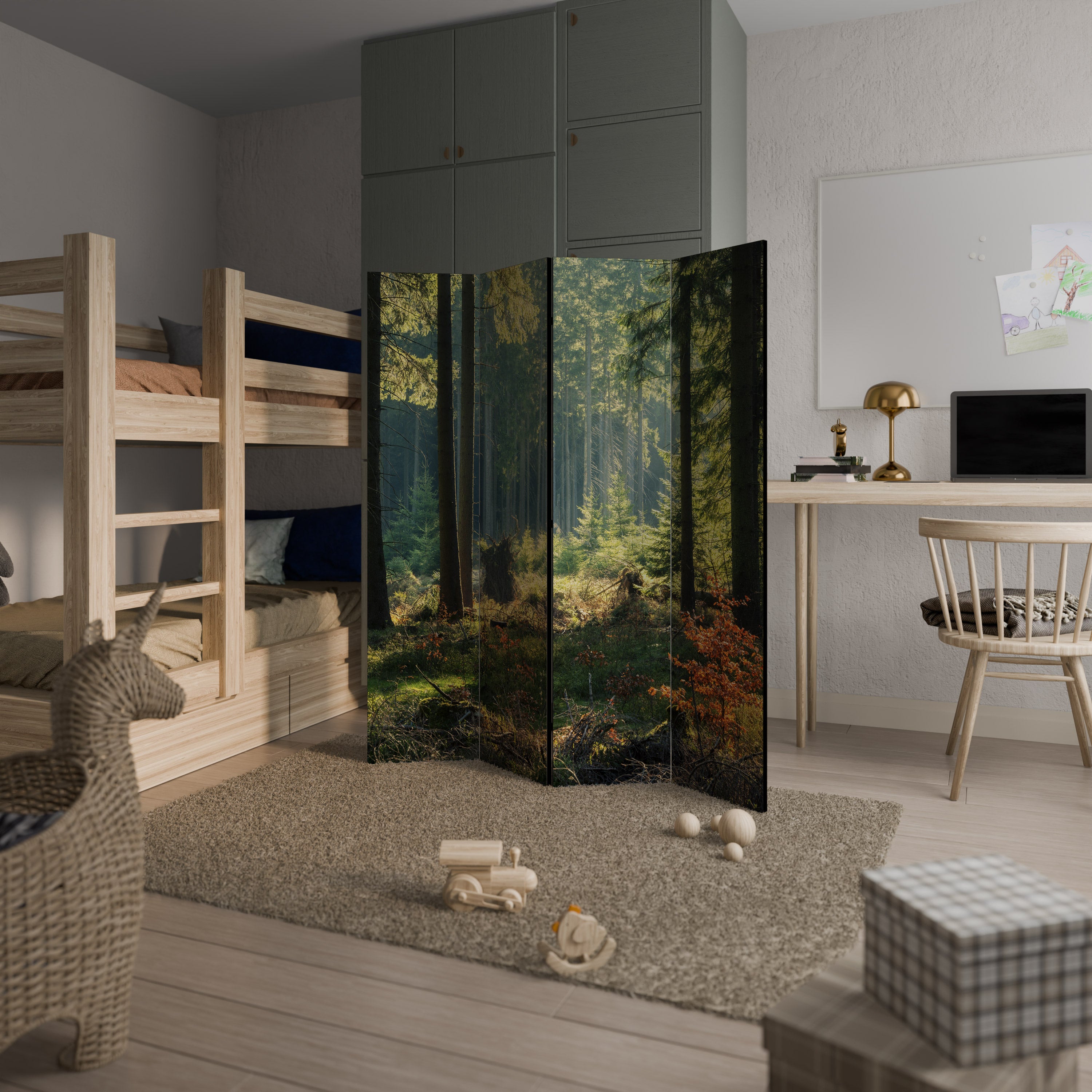 SUNLIT FOREST SERENADE 4-Panel Room Divider