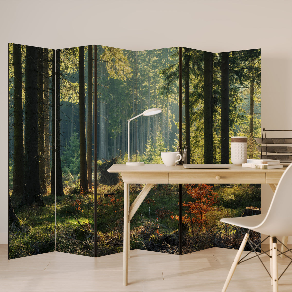SUNLIT FOREST SERENADE Biombo de 6 paneles