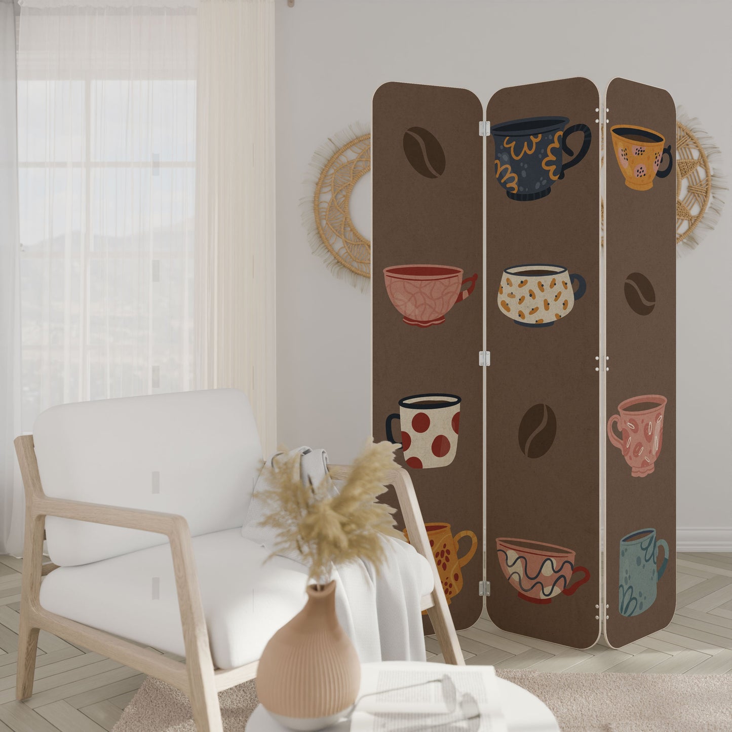 COFFEE BREAK 3-Panel Plywood Room Divider