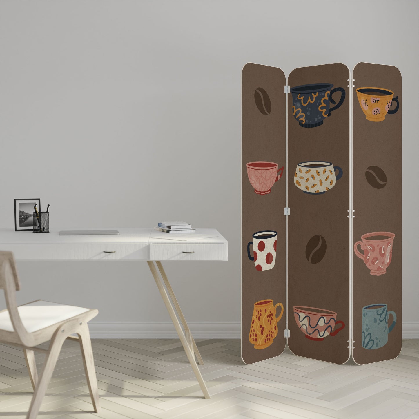 COFFEE BREAK 3-Panel Plywood Room Divider