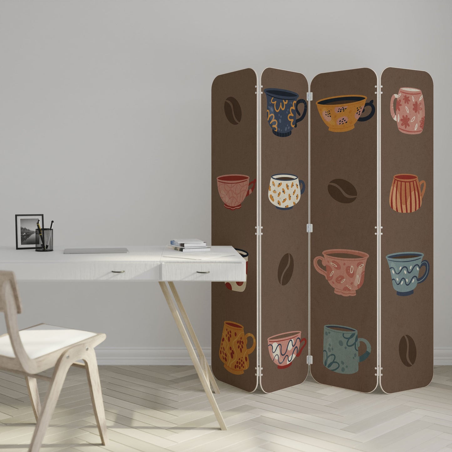 COFFEE BREAK 4-Panel Plywood Room Divider