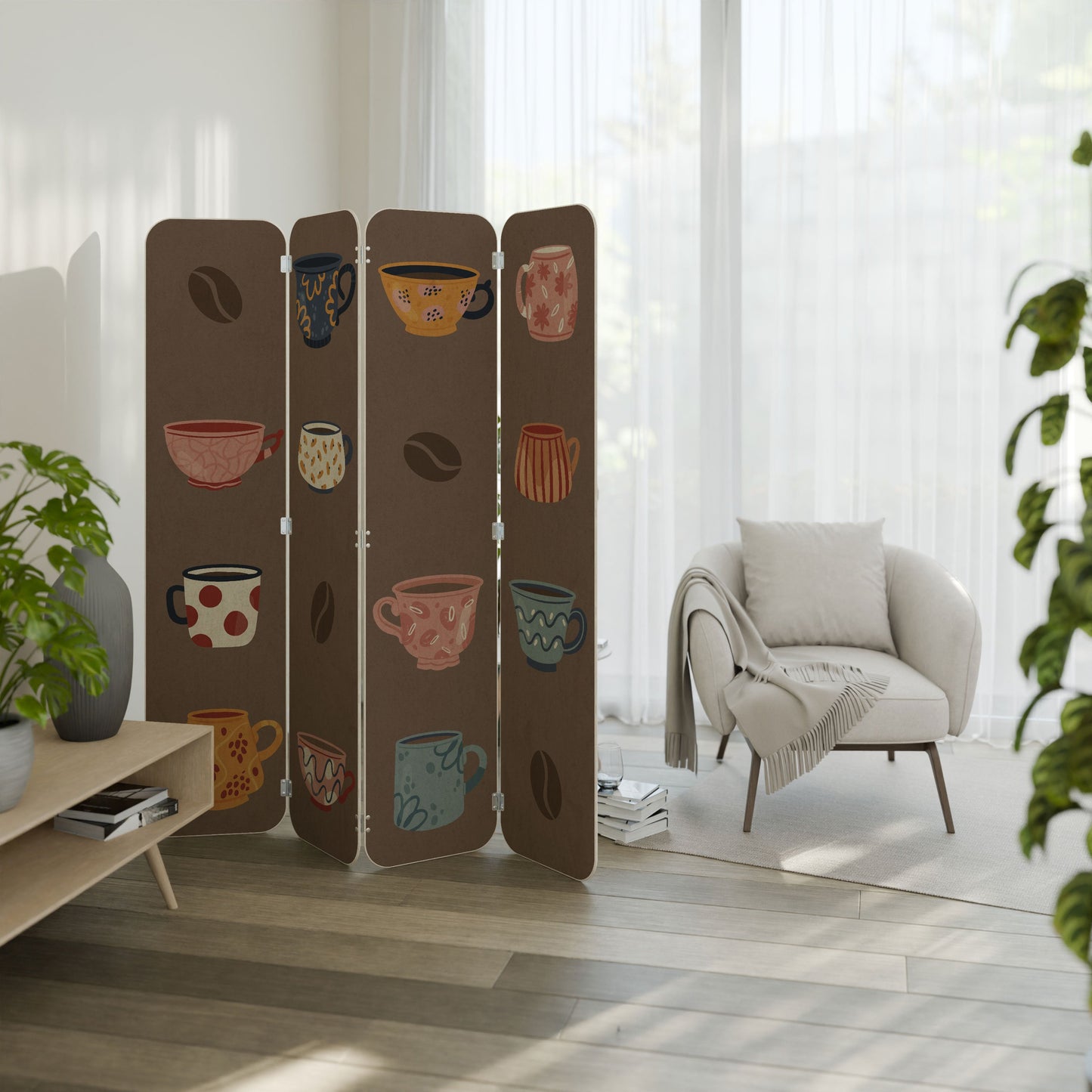 COFFEE BREAK 4-Panel Plywood Room Divider