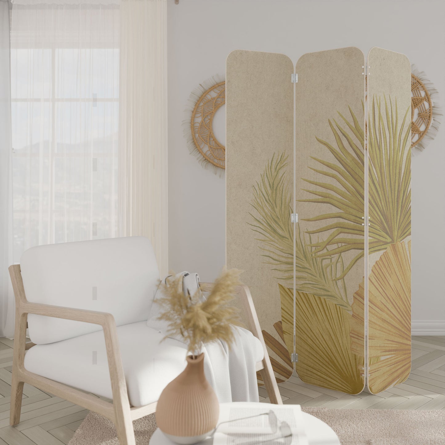 TROPICAL OUTBREAK 3-Panel Plywood Room Divider