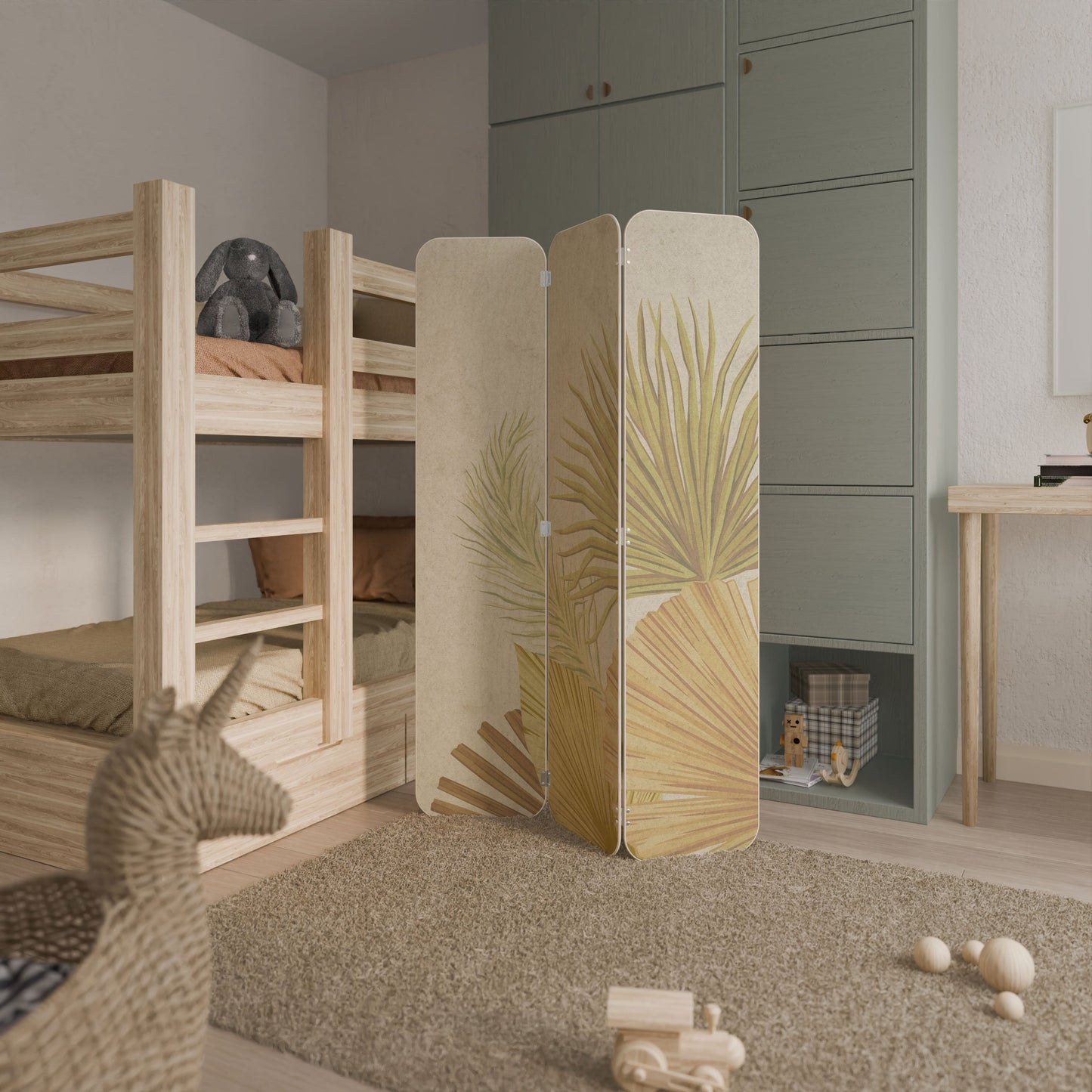 TROPICAL OUTBREAK 3-Panel Plywood Room Divider