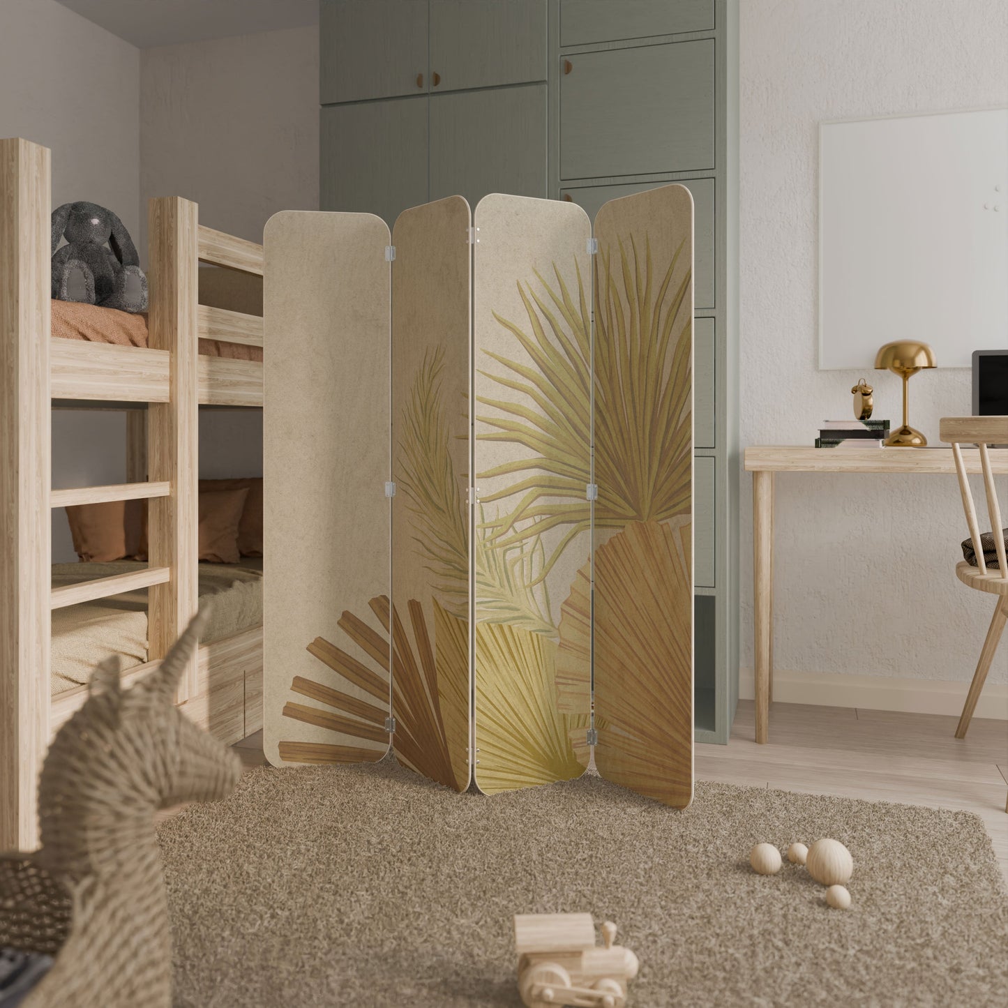 TROPICAL OUTBREAK 4-Panel Plywood Room Divider