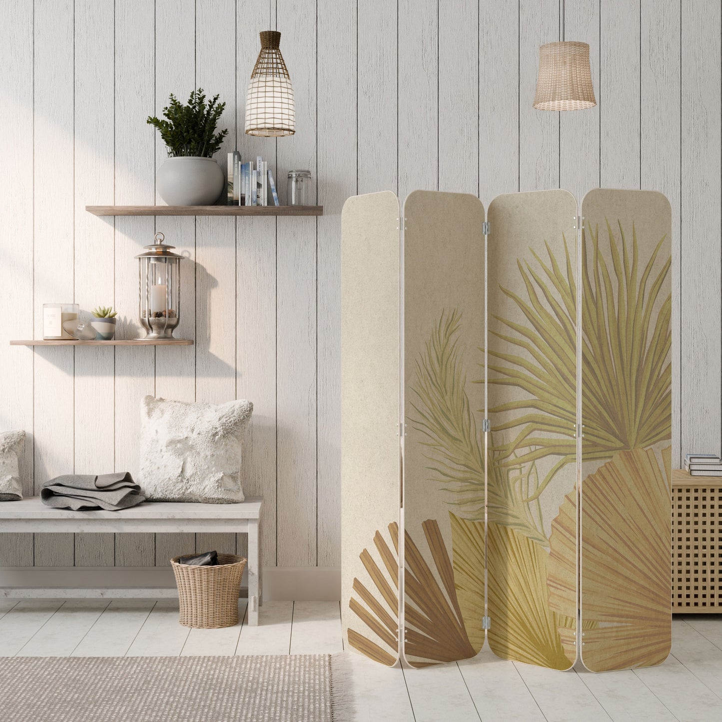 TROPICAL OUTBREAK 4-Panel Plywood Room Divider