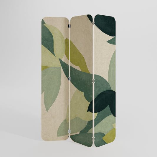 LEAFY VIBRATION 3-Panel Plywood Room Divider