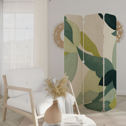 LEAFY VIBRATION 3-Panel Plywood Room Divider