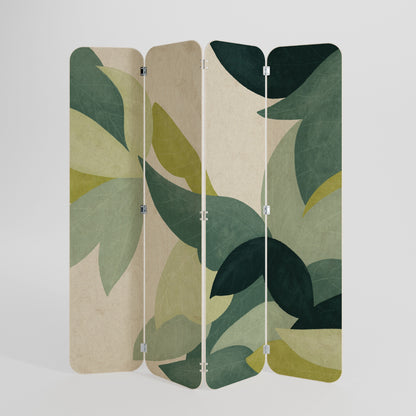 LEAFY VIBRATION 4-Panel Plywood Room Divider