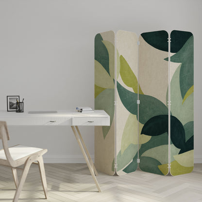 LEAFY VIBRATION 4-Panel Plywood Room Divider