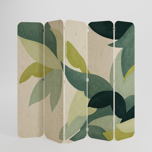 LEAFY VIBRATION 5-Panel Plywood Room Divider