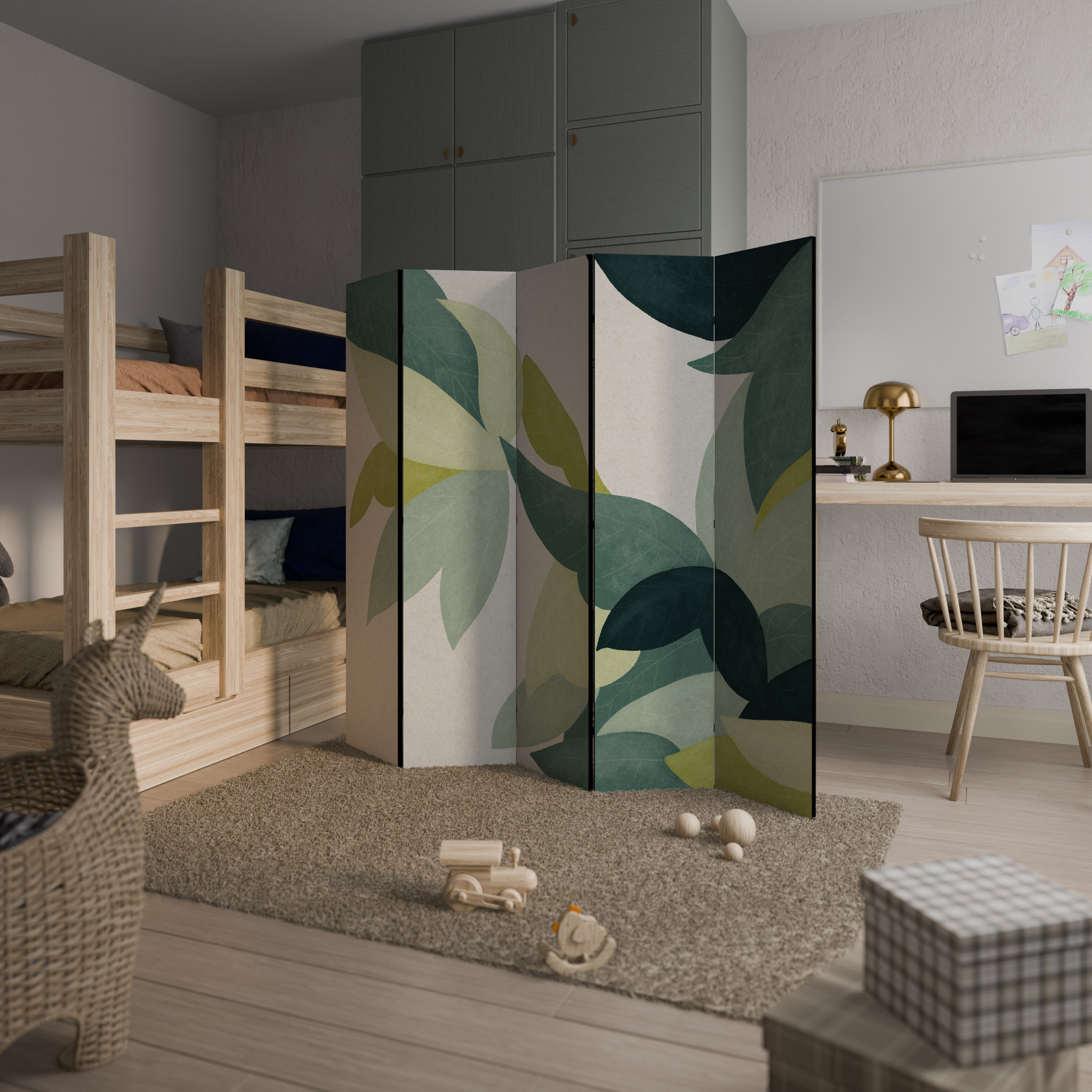 LEAFY VIBRATION Dekorativ rumsavdelare – 5 paneler