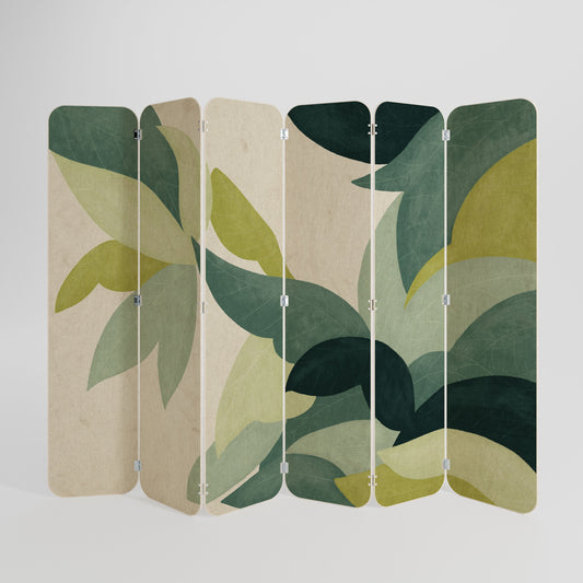 LEAFY VIBRATION 6-Panel Plywood Room Divider