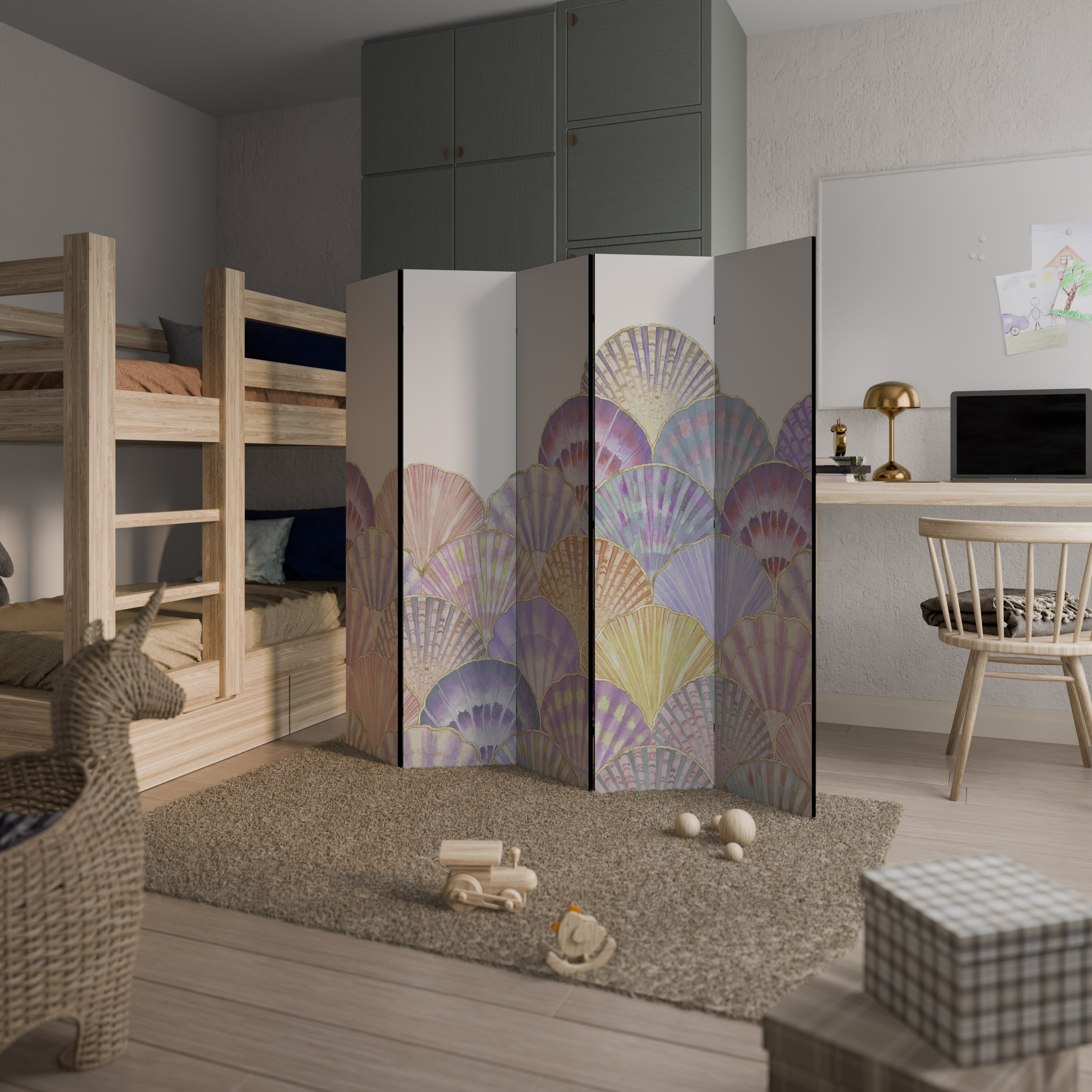 PASTEL OCEAN DREAMS Dekorativ rumsavdelare – 5 paneler