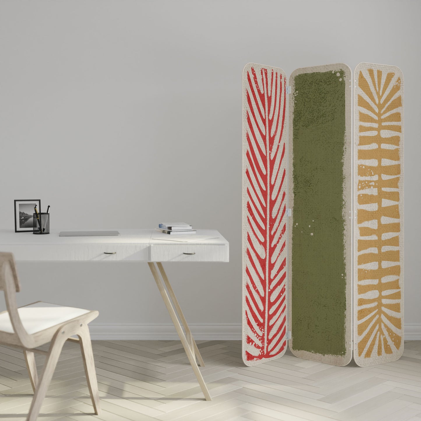 GREENERY WALK 3-Panel Plywood Room Divider